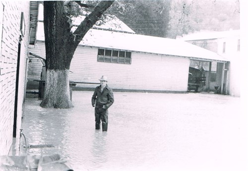 John Pedroncelli, Flood outside cellar circa 1960s