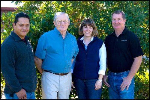 Winemaking team: Polo, John, Montse & Lance