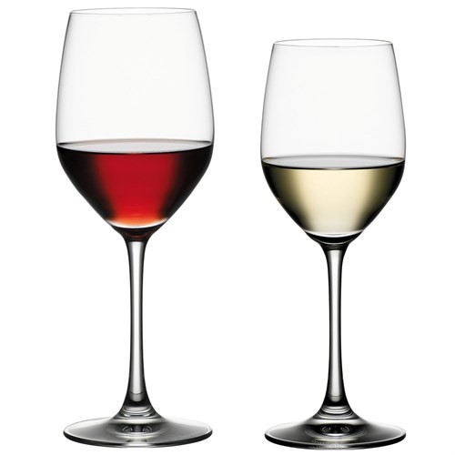 Glasses of red and white wine