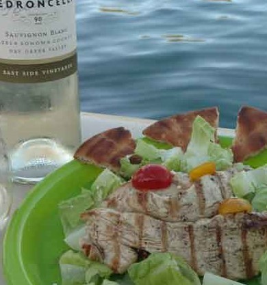 Sauvignon Blanc and chicken salad